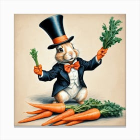 Rabbit With Carrots 32 Canvas Print