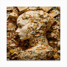 Woman In A Pile Of Bricks Canvas Print