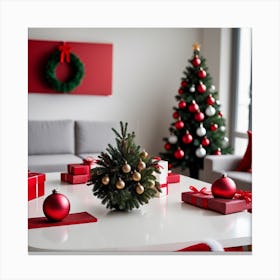 Christmas Table In Living Room Canvas Print