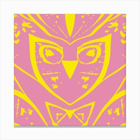 Abstract Owl Pink And Yellow Canvas Print