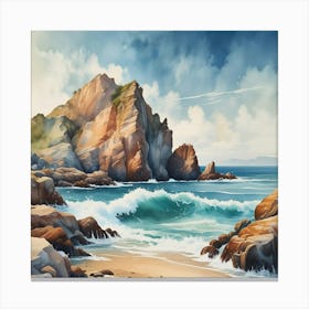 Watercolor Seascape Painting Canvas Print