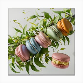 Macaron Plant Cream & Green (1) Canvas Print