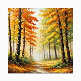 Forest In Autumn In Minimalist Style Square Composition 74 Canvas Print