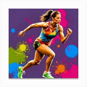 Runner With Paint Splashes Canvas Print