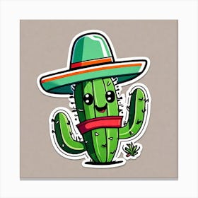 Mexico Cactus With Mexican Hat Sticker 2d Cute Fantasy Dreamy Vector Illustration 2d Flat Cen (16) Canvas Print