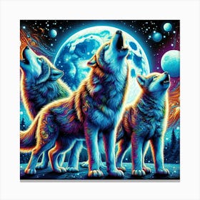 Blue Moon Wolves Canvas Print