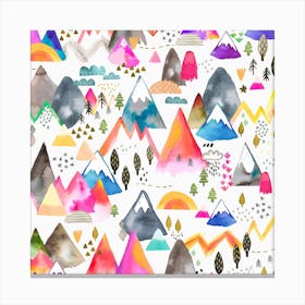 Magical Mountain Colorful Square Canvas Print