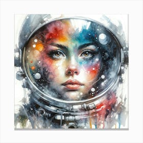 Watercolor Woman Astronaut Canvas Print