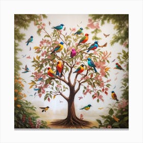 Birds On A Tree Canvas Print