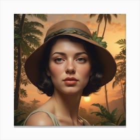 Portrait Of A Woman In A Hat 5 Canvas Print