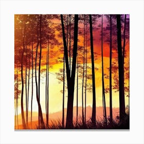 Sunset In The Forest 55 Canvas Print