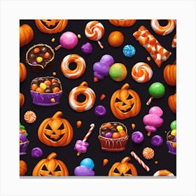 Halloween Candy Seamless Pattern Canvas Print