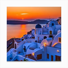 Sunset In Oia 1 Canvas Print