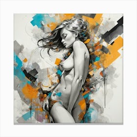 Default Mixed Media Pose Abstract Figurative Art 3 Canvas Print