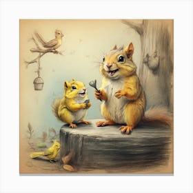 Little Squirrels Canvas Print