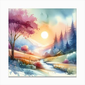 Watercolor Landscape Painting 52 Canvas Print