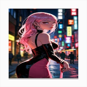 Anime Girl With Pink Hair Canvas Print