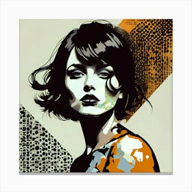 Contemplative Woman in a Geometric Realm Canvas Print