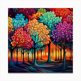 Colorful Trees In The Forest Canvas Print