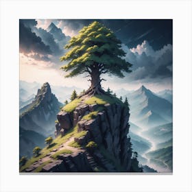 Tree On Top Of Mountain 7 Canvas Print