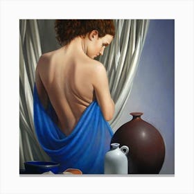 Woman In Blue Canvas Print