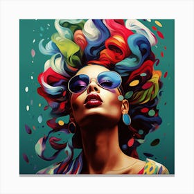 Colorful Woman With Colorful Hair 3 Canvas Print