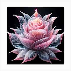 Pink Rose On Black Background Canvas Print