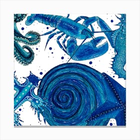 Blue Sea Animals. 1 Canvas Print