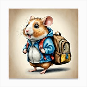 Hamster With Backpack 14 Canvas Print