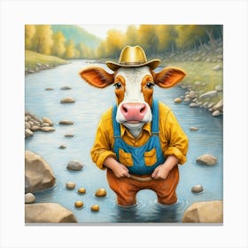 Cow In The River 3 Canvas Print