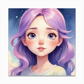 Anime Girl With Purple Hair Canvas Print