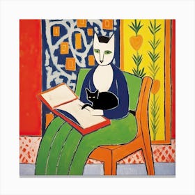 A Cat Reading A Book Canvas Print