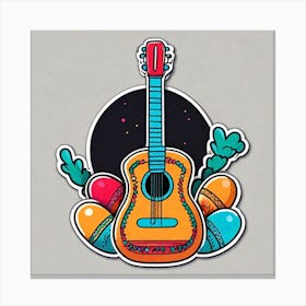 Guitar And Cactus Canvas Print
