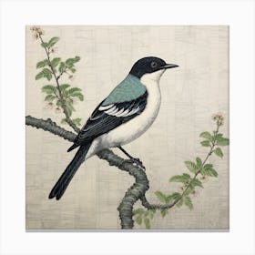 Ohara Koson Inspired Bird Painting Bluebird 3 Square Canvas Print