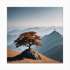 Lone Tree On Top Of Mountain 29 Canvas Print