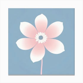 A White And Pink Flower In Minimalist Style Square Composition 221 Canvas Print