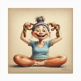 Funny Girl Holding Pretzels Canvas Print