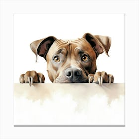 Dog Peeking Over A Sign Canvas Print