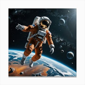 Exploring Astronaut In Space Canvas Print