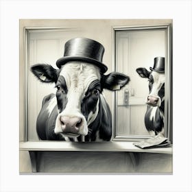 Cow In Top Hat 5 Canvas Print