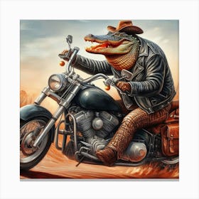 Alligator On A Motorcycle 4 Canvas Print