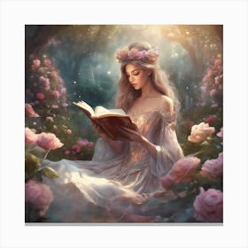 Girl Reading A Book Canvas Print