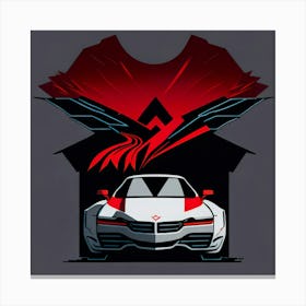 Car Red Artwork Of Graphic Design Flat (58) Canvas Print