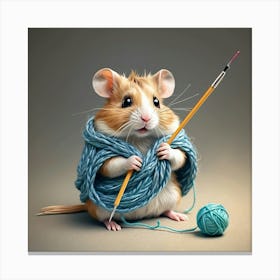 Hamster Knitting 2 Canvas Print