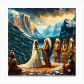 Oil Texture Native American Wedding Copy Canvas Print