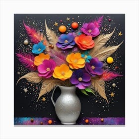 Paper Flowers In A Vase Canvas Print