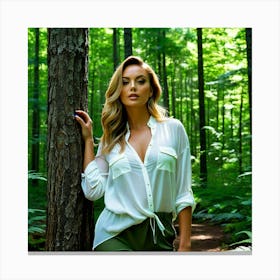 Beautiful Woman In The Woods 1 Canvas Print