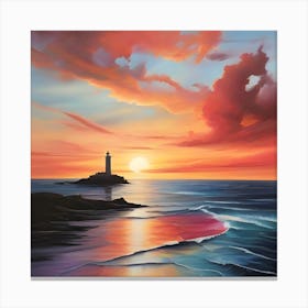 Sunset At The Lighthouse Canvas Print