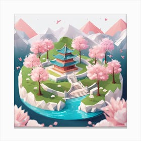 Chinese Landscape Low Poly (23) Canvas Print