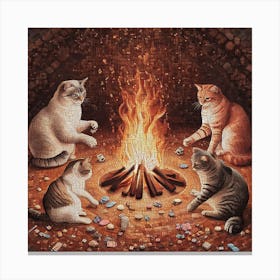 Gambling Cats Mosaic Canvas Print